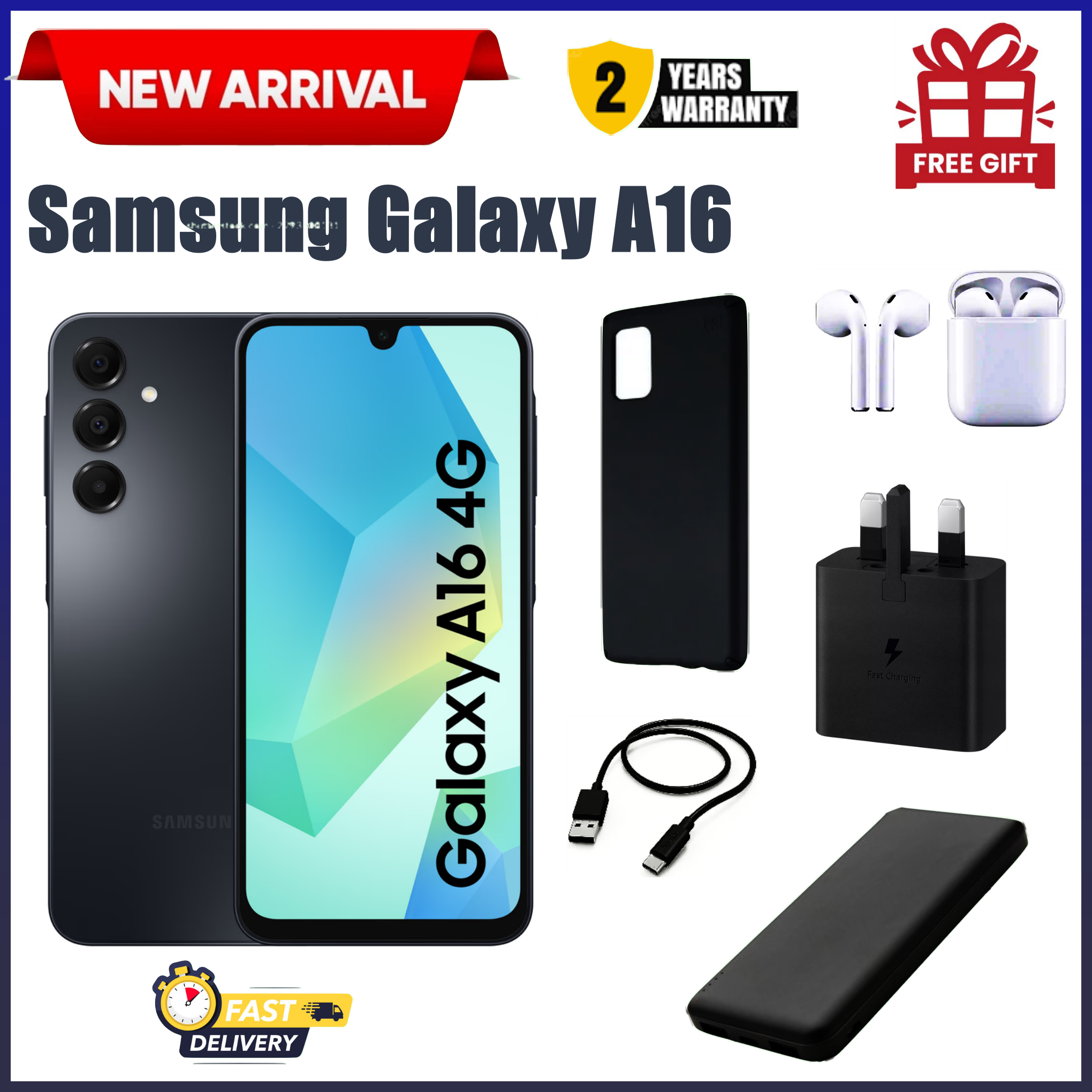 BLACK NOVEMBER DEALS!!! BRAND NEW  Samsung Galaxy A16 128GB+4GB 6.7" Super AMOLED D 50MP Triple Camera Android 14 Mediatek Helio G99 5000mAh 25W Type-C Charge Smart Phones phone+FREE GIFTS