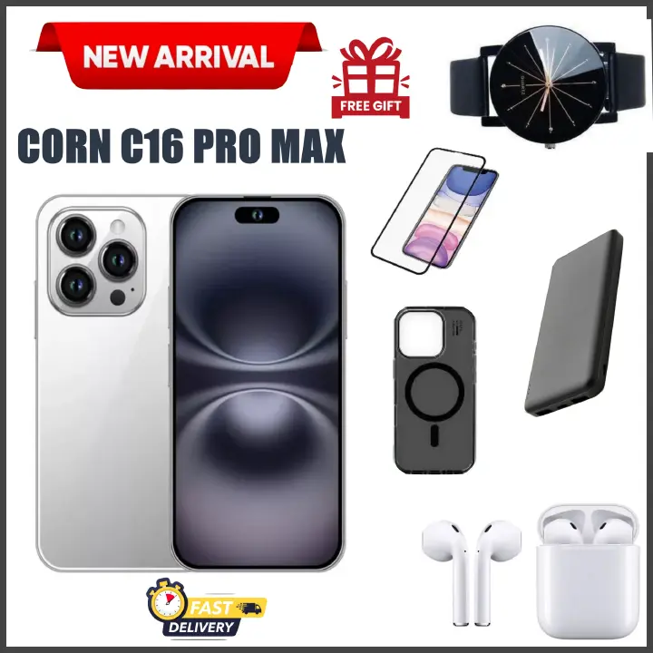 BLACK FRIDAY DEALS!! CORN C16 PRO MAX 3G 6.6" STORAGE ROM 64GB+ RAM 5GB(2+3)  BATTERY 5000mAh DOUBLE SIM CARD FINGERPRINT FACE UNLOCK,8MP SEILFE 13MP TYPE-C CHARGER Smartphone smart phones+ FREEBIES