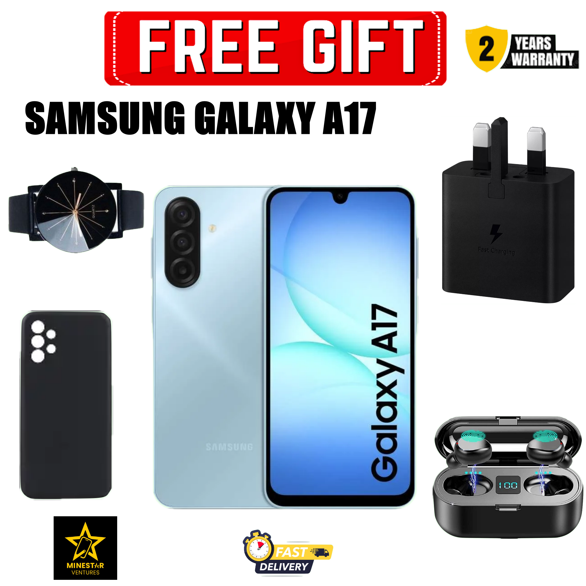 FLASHSALE  DEALS!! Samsung Galaxy A17 128GB+6GB 6.7" Super AMOLED Display  50MP Triple Camera Android 15  5000mAh 25W Type-C Charge AI Smart Phones phone+ ALL THE DISPLAYED GIFTS