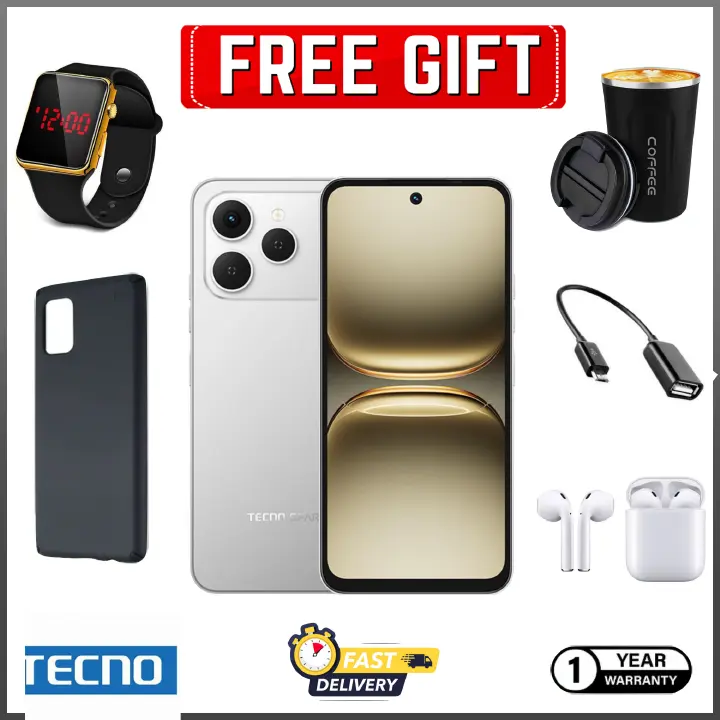BLACK NOVEMBER DEALS!! Tecno Spark 40 128GB/256GB + 8GB/16GB EXTENDED 6.67''  Camera 50MP Main Camera 45W Super Charging 5200mAh Side Fingerprint smartphone.+ FREE LED WATCH+EARBUDS+THERMO-CUP