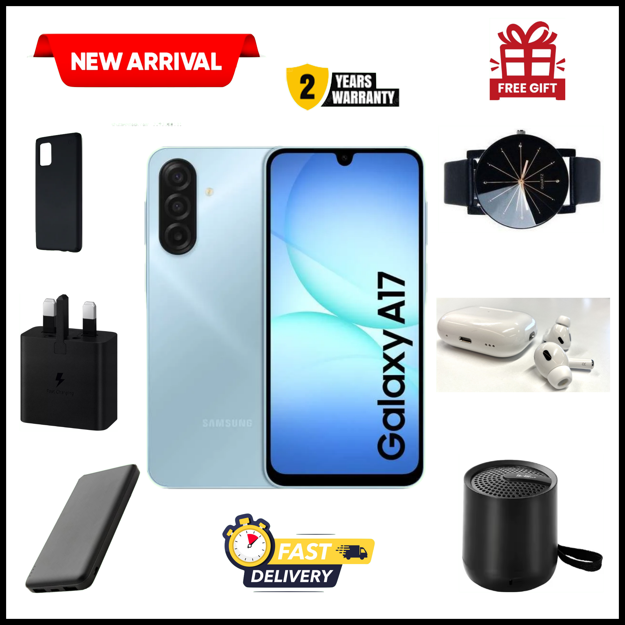 Xmas MEGA DEALS!! Samsung Galaxy A17 256GB+8GB 6.7" Super AMOLED Display  50MP Triple Camera Android 15  5000mAh 25W Type-C Charge AI Smart Phones phone+ ALL THE DISPLAYED GIFTS