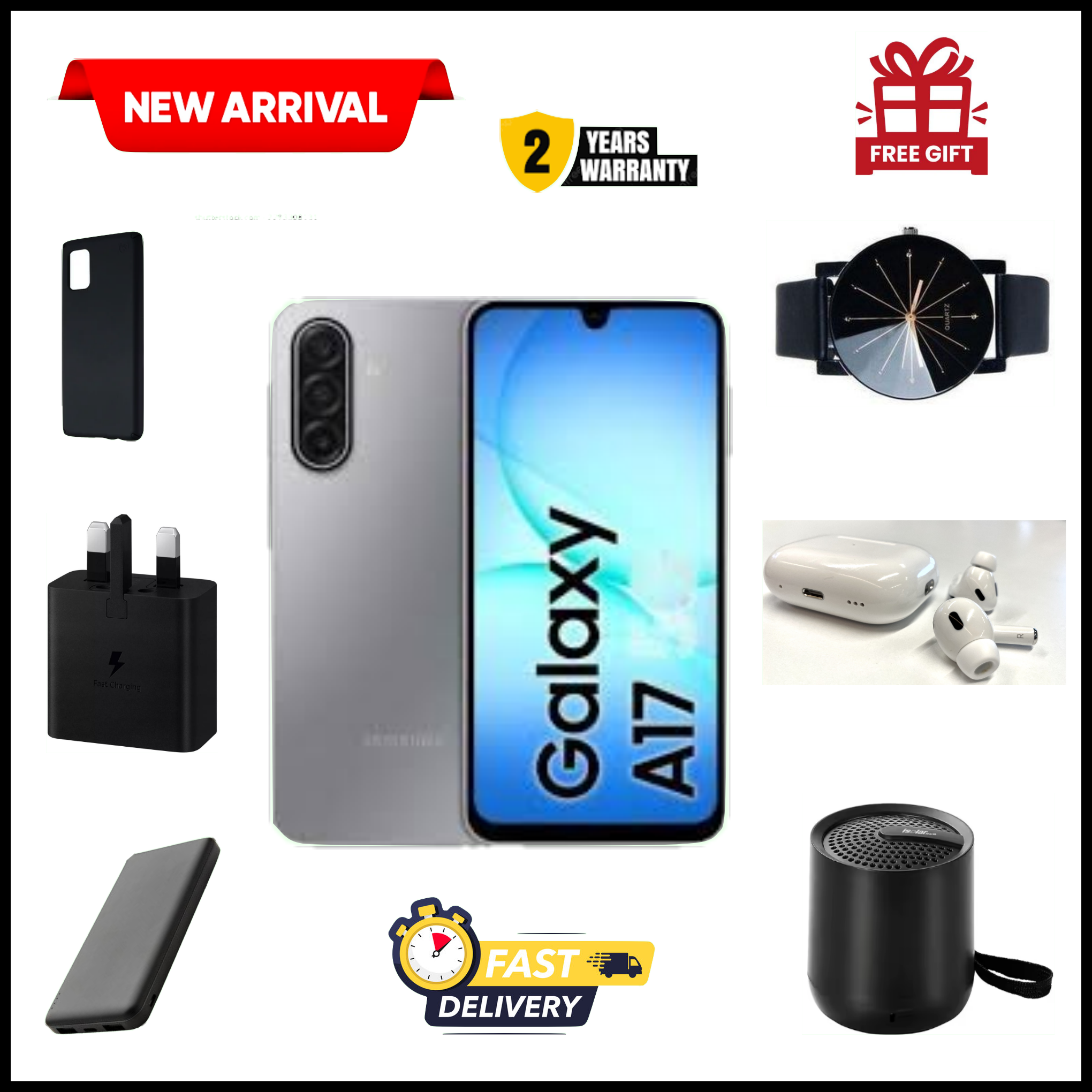 Xmas MEGA DEALS!! Samsung Galaxy A17 256GB+8GB 6.7" Super AMOLED Display  50MP Triple Camera Android 15  5000mAh 25W Type-C Charge AI Smart Phones phone+ ALL THE DISPLAYED GIFTS
