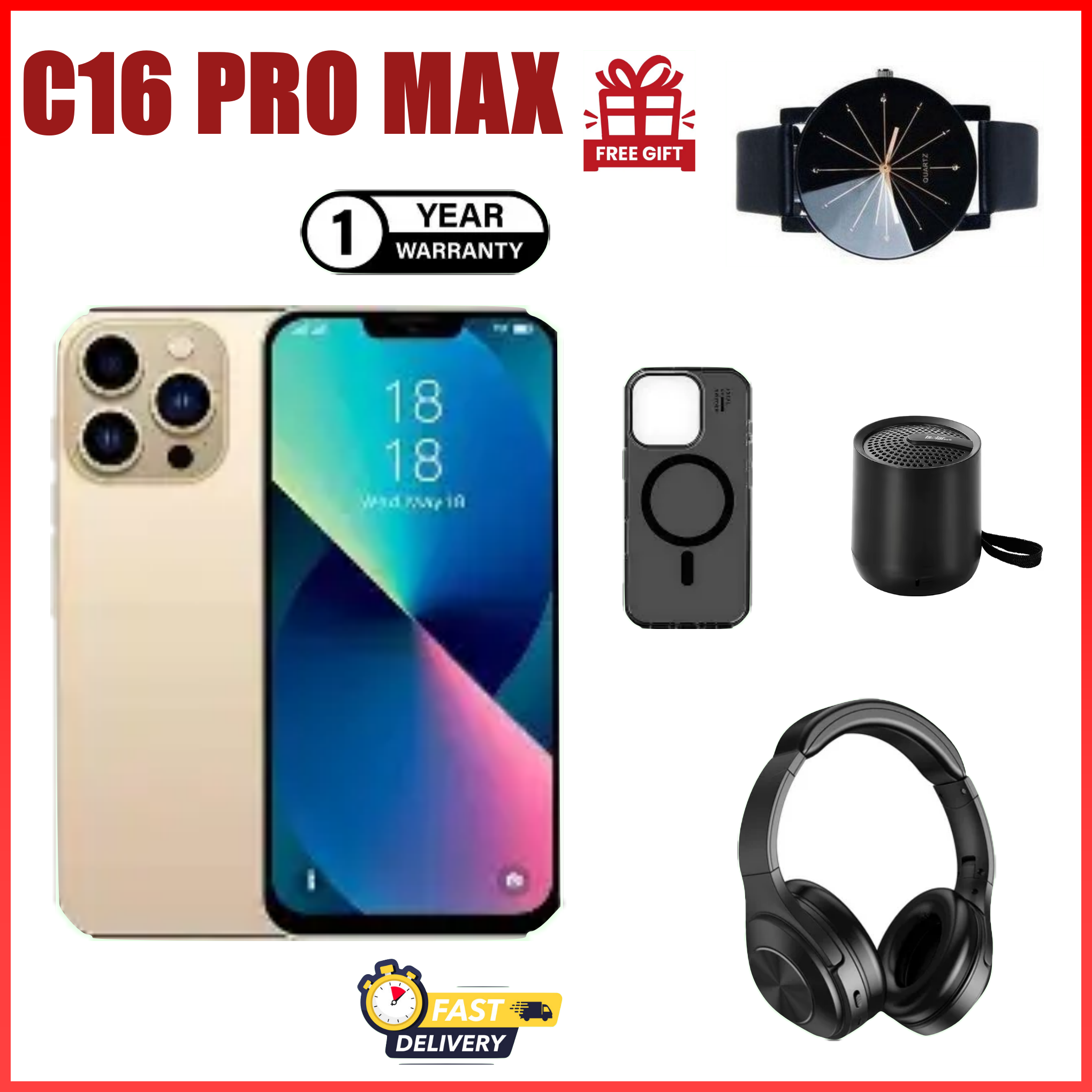 FLASH SALE DEALS!! Corn C16 Pro Max 3G 6.6" Screen 64GB ROM+5GB (2+3 expanded)GB RAM, 5000mAh Battery, 13MP main & 8MP selfie camera, Finegrprint  Android 12, Type C Chargers - Smartphones+FREE GIFTS