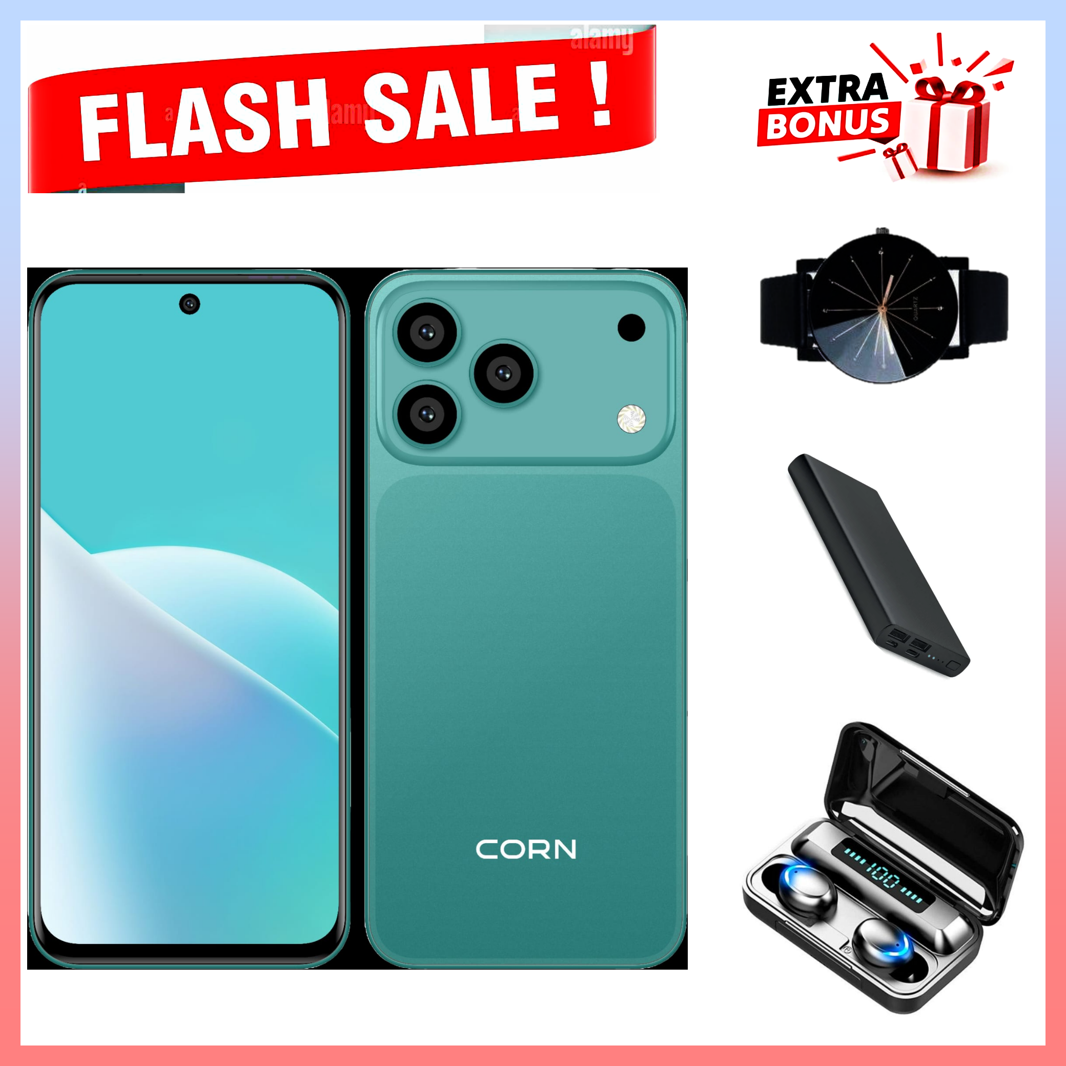 SPECIAL OFFER!! CORN MEGA 100 MAX 6.67"HD 64GB ROM, 5(2+3)GB RAM 5000mAh STRONG BATTERY DUAL SIM CARD SMART PHONE SIDE-MOUNTED FINGERPRINT FACE UNLOCK,13MP ULTRA CAMERA 8MP SELFIE+FREE GIFTS