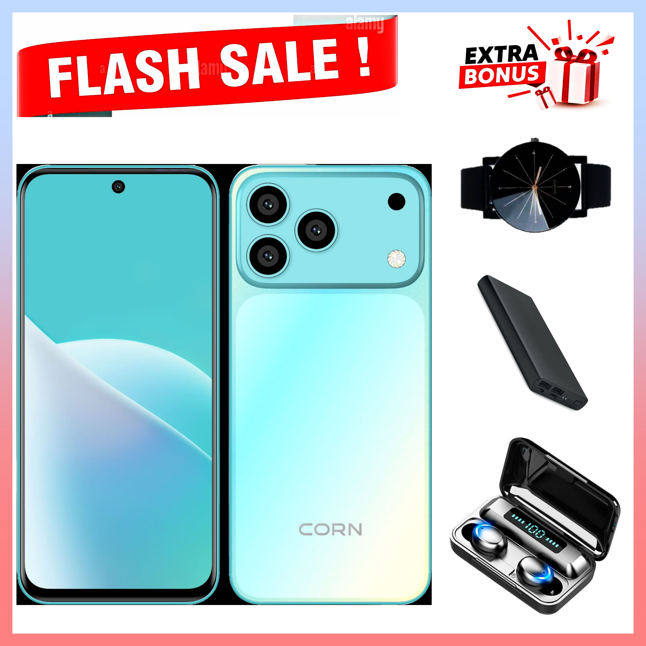 SPECIAL OFFER!! CORN MEGA 100 MAX 6.67"HD 64GB ROM, 5(2+3)GB RAM 5000mAh STRONG BATTERY DUAL SIM CARD SMART PHONE SIDE-MOUNTED FINGERPRINT FACE UNLOCK,13MP ULTRA CAMERA 8MP SELFIE+FREE GIFTS