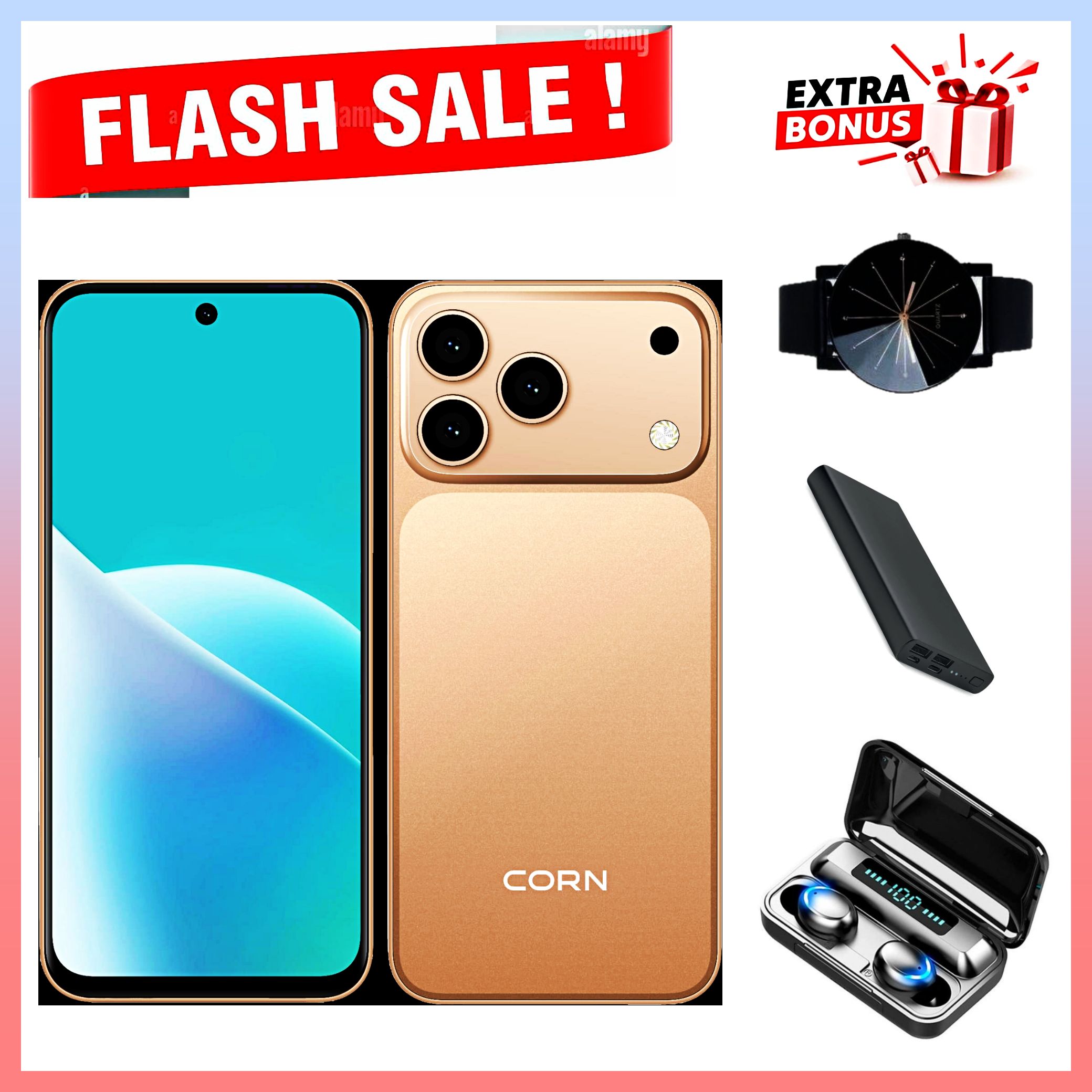 SPECIAL OFFER!! CORN MEGA 100 MAX 6.67"HD 64GB ROM, 5(2+3)GB RAM 5000mAh STRONG BATTERY DUAL SIM CARD SMART PHONE SIDE-MOUNTED FINGERPRINT FACE UNLOCK,13MP ULTRA CAMERA 8MP SELFIE+FREE GIFTS