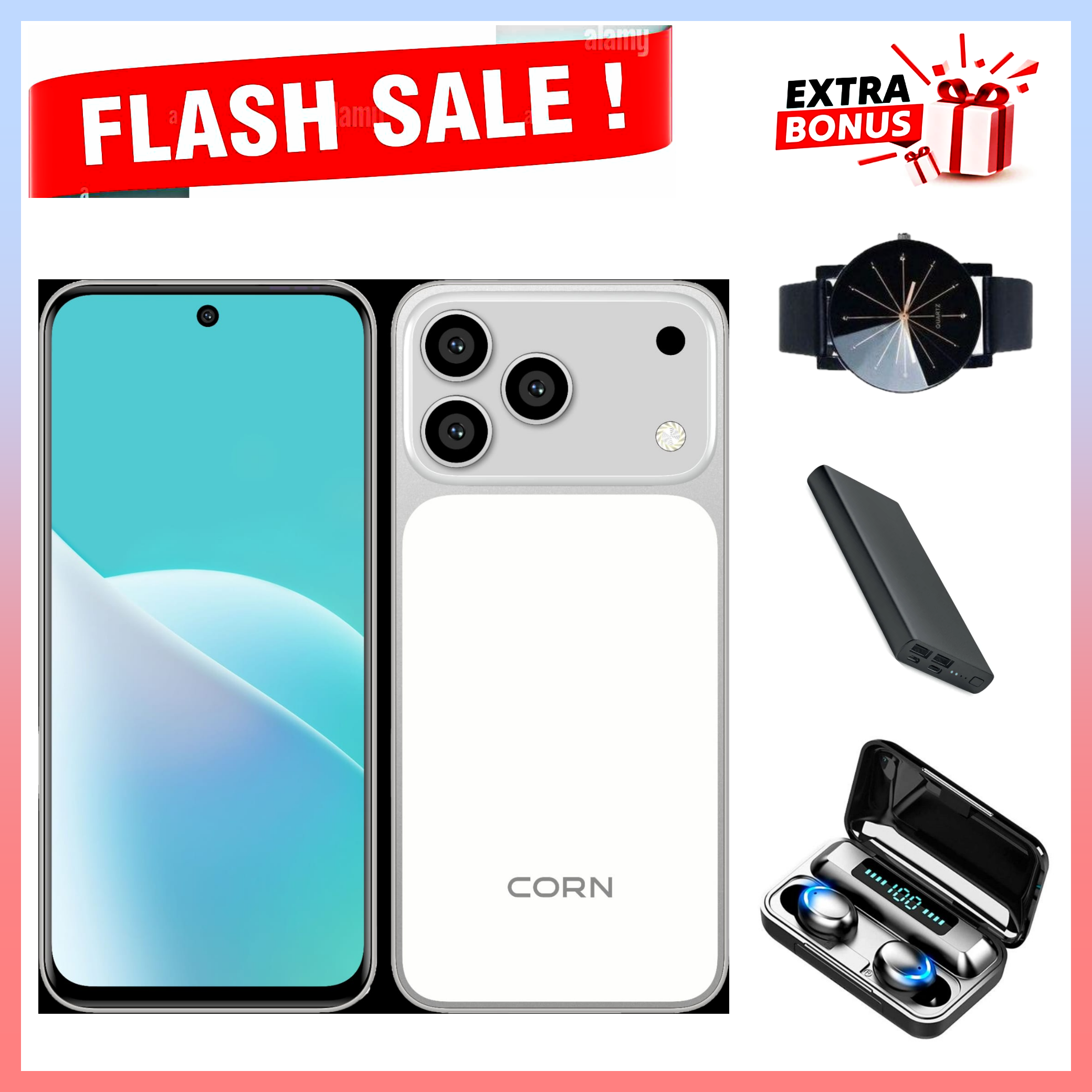 SPECIAL OFFER!! CORN MEGA 100 MAX 6.67"HD 64GB ROM, 5(2+3)GB RAM 5000mAh STRONG BATTERY DUAL SIM CARD SMART PHONE SIDE-MOUNTED FINGERPRINT FACE UNLOCK,13MP ULTRA CAMERA 8MP SELFIE+FREE GIFTS