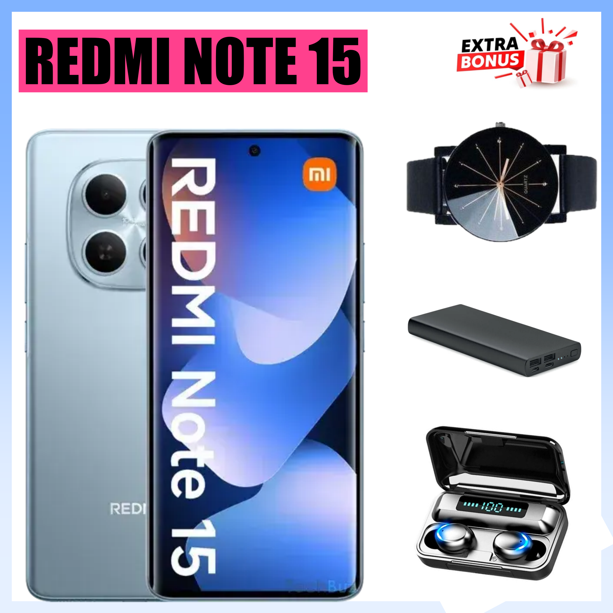 NEW ARRIVAL!!REDMI Note 15 Smartphone 6.77" AMOLED Display 6GB +128GB Dual SIM 108MP main camera 20MP front camera 6000mAh battery 33W In-screen fingerprint 120Hz Splash, Water and Dust Resistant