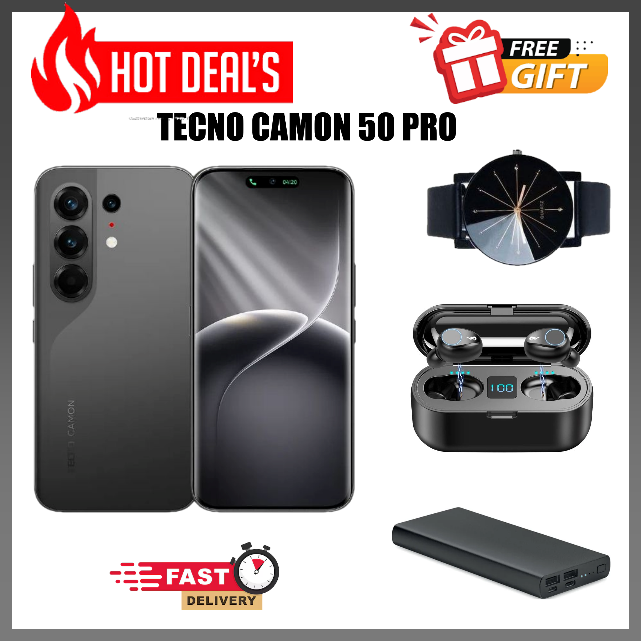 NEW ARRIVAL DEALS!!! Tecno Camon 50 Pro 256GB+16(8+8)GB RAM 6.78" 120Hz Curved AMOLED MTK Helio G\200 Ultimate 45W 6500mAh 50MP Dual Speaker Android16 IP68/IP69 Dust Water Resistance Dual Smart Phones