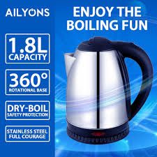 AILYONS 1.8L Energy Efficient Electric Water Kettle Heater Jug alyons