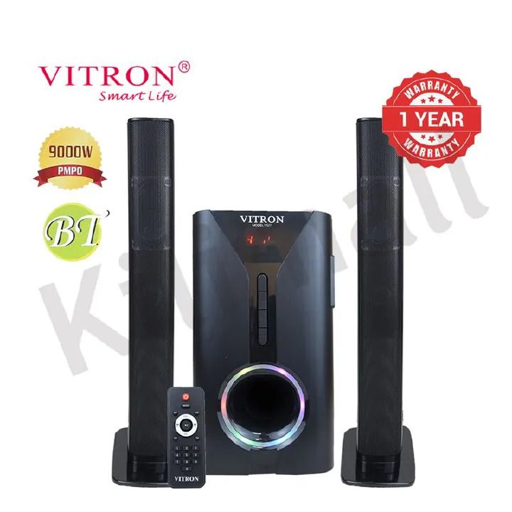 Vitron 9000W Bluetooth Soundbar 2.1CH Multimedia Woofer Speaker System V527 Subwoofer BT/USB/SD/FM Subwoofer Home Audilo System Soundbar with Remote Control