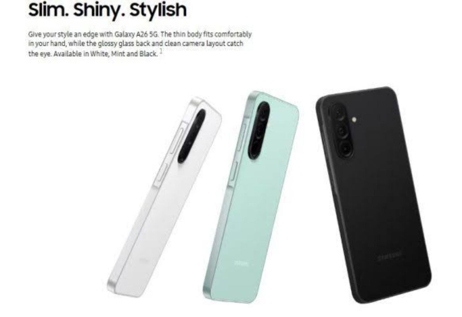 [New Arrival] Samsung Galaxy A26 5G 128GB+6GB 6.7" 120Hz Super AMOLED Display 50MP+13MP Cameras Exynos 1380 Chipset 5000mAh Battery 25W Fast Charge IP67 Dust/Water Resistant Smart Phone