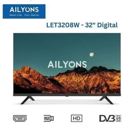 Ailyons 32" inch Frameless DIGITAL TV Full HD Netflix TV YouTube Energy Saving , Wide Visual Angle Television TV leg/stands Television A+ Panel, HDMI USB Ports Wide Voltage Design