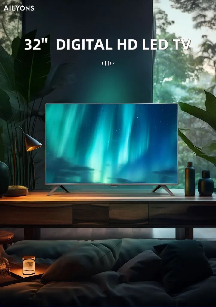 Ailyons 32" inch Frameless DIGITAL TV Full HD Netflix TV YouTube Energy Saving , Wide Visual Angle Television TV leg/stands Television A+ Panel, HDMI USB Ports Wide Voltage Design