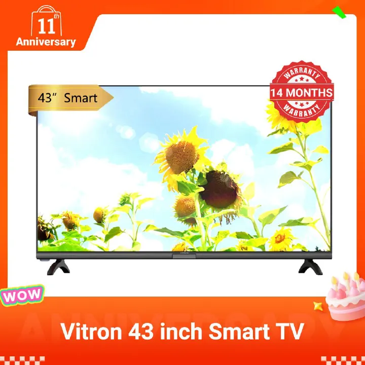 Vitron 43 inch Smart TV HTC 4388FS Android BLuetooth Television Full HD Frameless TV with Netflix Youtube Television 1G+8G