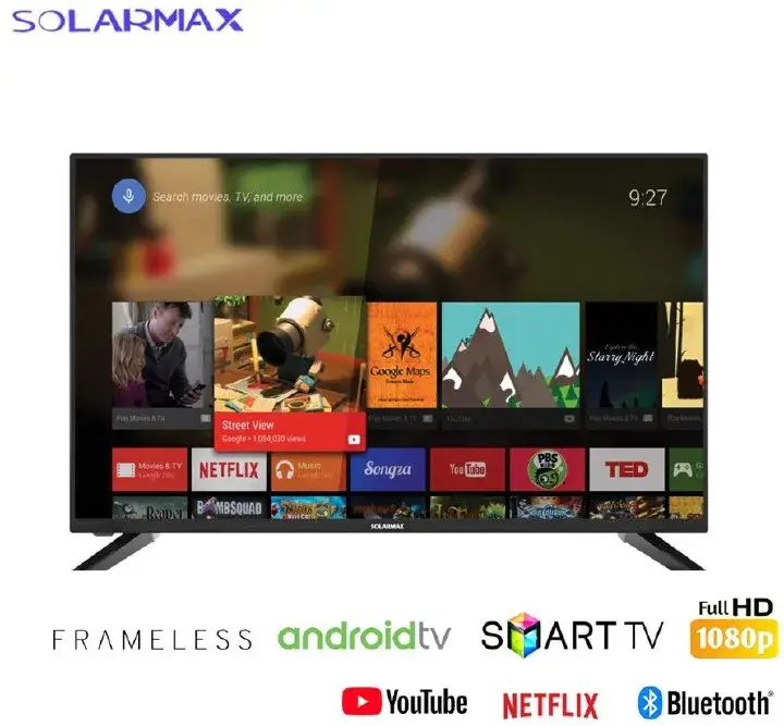 New Solarmax 32" Inch Television Frameless Digital LED TV In build tv - This 32" model combines sharp HD digital visuals with durable design—great for home, office, or off-grid setups.