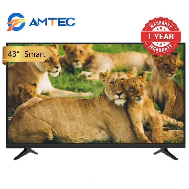 AMTEC 43" INCH FRAMELESS,BLUETOOTH-ENABLED, FULL- HD SMART TV ANDROID TV NETFLIX ,YOUTUBE TELEVISION INBUILT DECODER, BUILT-IN WIFI, APP STORE 1GB-RAM 8GB-ROM 2*USB