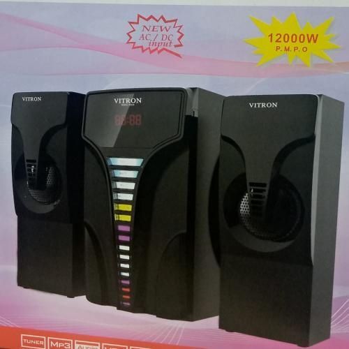 Vitron 2.1 CH X-Bass Multimedia Speaker System 12000W PMPO Subwoofer AC/DC Home Theatre System with Remote Control Bluetooth Woofer BT/USB/FM V5204