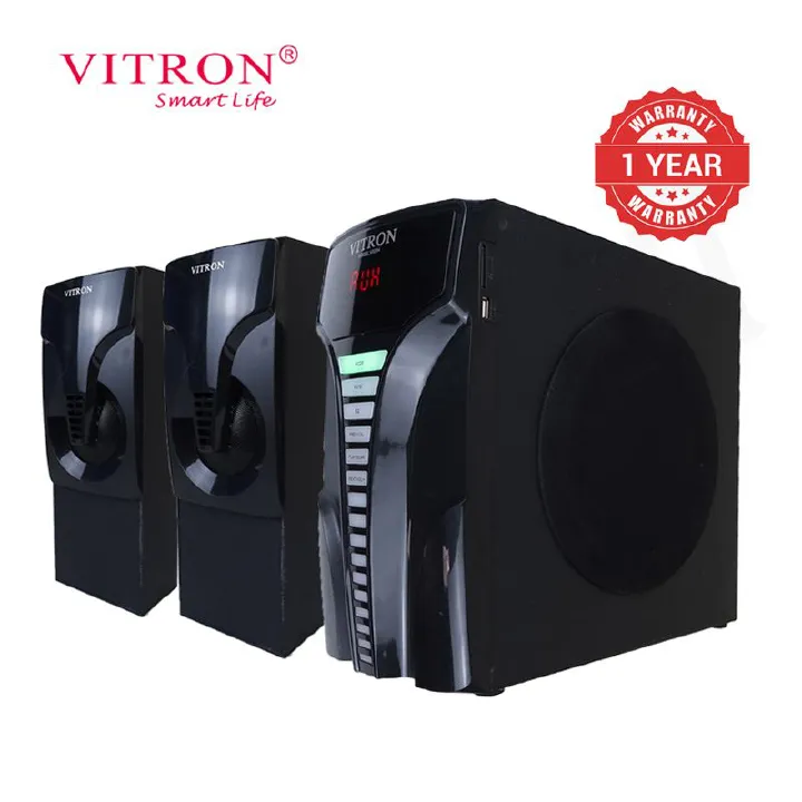 Vitron 2.1 CH X-Bass Multimedia Speaker System 12000W PMPO Subwoofer AC/DC Home Theatre System with Remote Control Bluetooth Woofer BT/USB/FM V5204