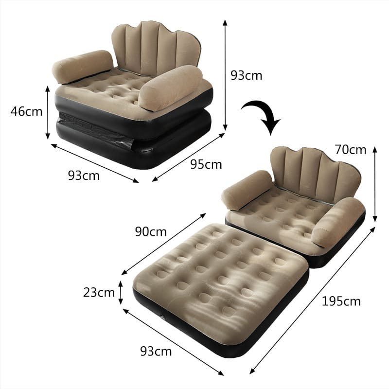 ✅️NEW ARRIVAL ✅️INFLATABLE SOFA OR BED 2IN1 100x98x90CM SOFA 198x98x70CM BED WITH ARMREST AND MANUAL PUMP, Portable Air Couch for Indoor Outdoor Camping Travel Lounge Sleeping Comfort