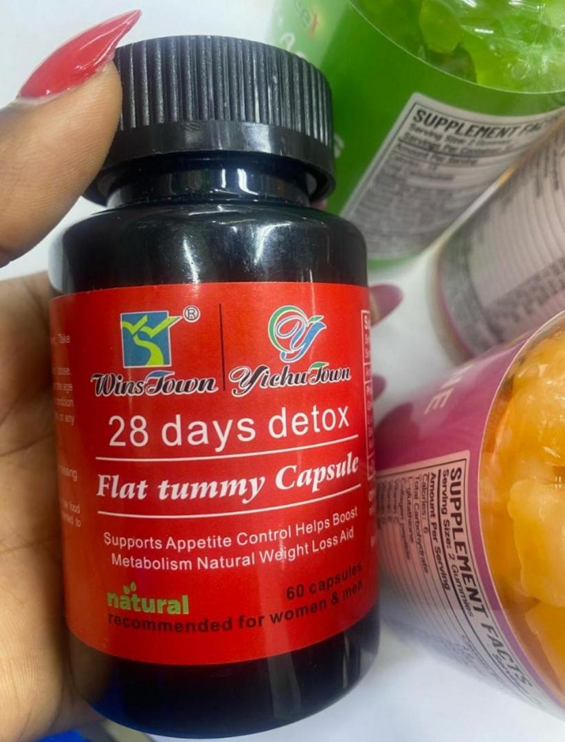 28 DAY Detox Flat Tummy Capsule Herbal Capsule for Body  Detoxing, Burning Belly Capsules wit organic Green Tea Detox and Weight Loss Women Multivitamins Chewa