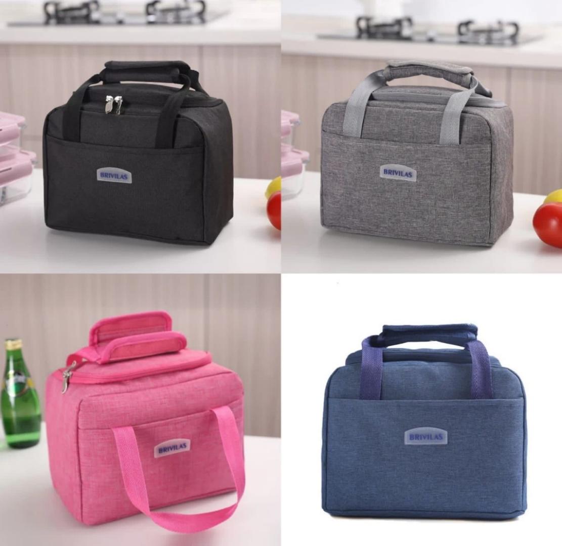 THERMAL INSULATED LUNCH BAG,  Colours : Black, Pink, Grey and Blue , Multipurpose ( heat and cold preservation) ,Oxford waterproof fabric. Easy to clean and maintain