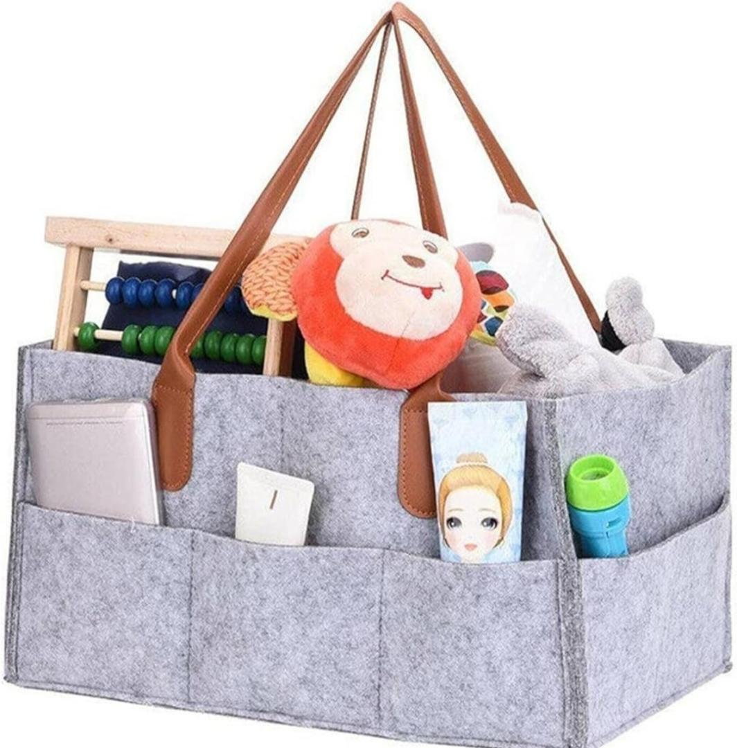Baby Diaper Caddy Organizer: Large Organizer Tote Bag for Boys Girls Infant - Baby Shower Gift Bag Nursery Essential - Collapsible Newborn Caddie Car Travel, Baby Registry Must Haves (Leather)