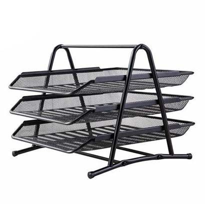 3 Tier Metal Mesh File Rack Document Holder Tray Office Desktop