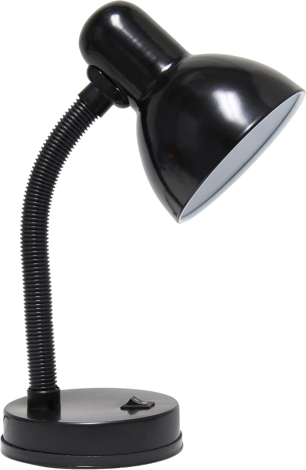 Desk study Lamp with Flexible Hose Neck for Office, Living Room, Bedroom, College Dorm, Bookshelf, Black