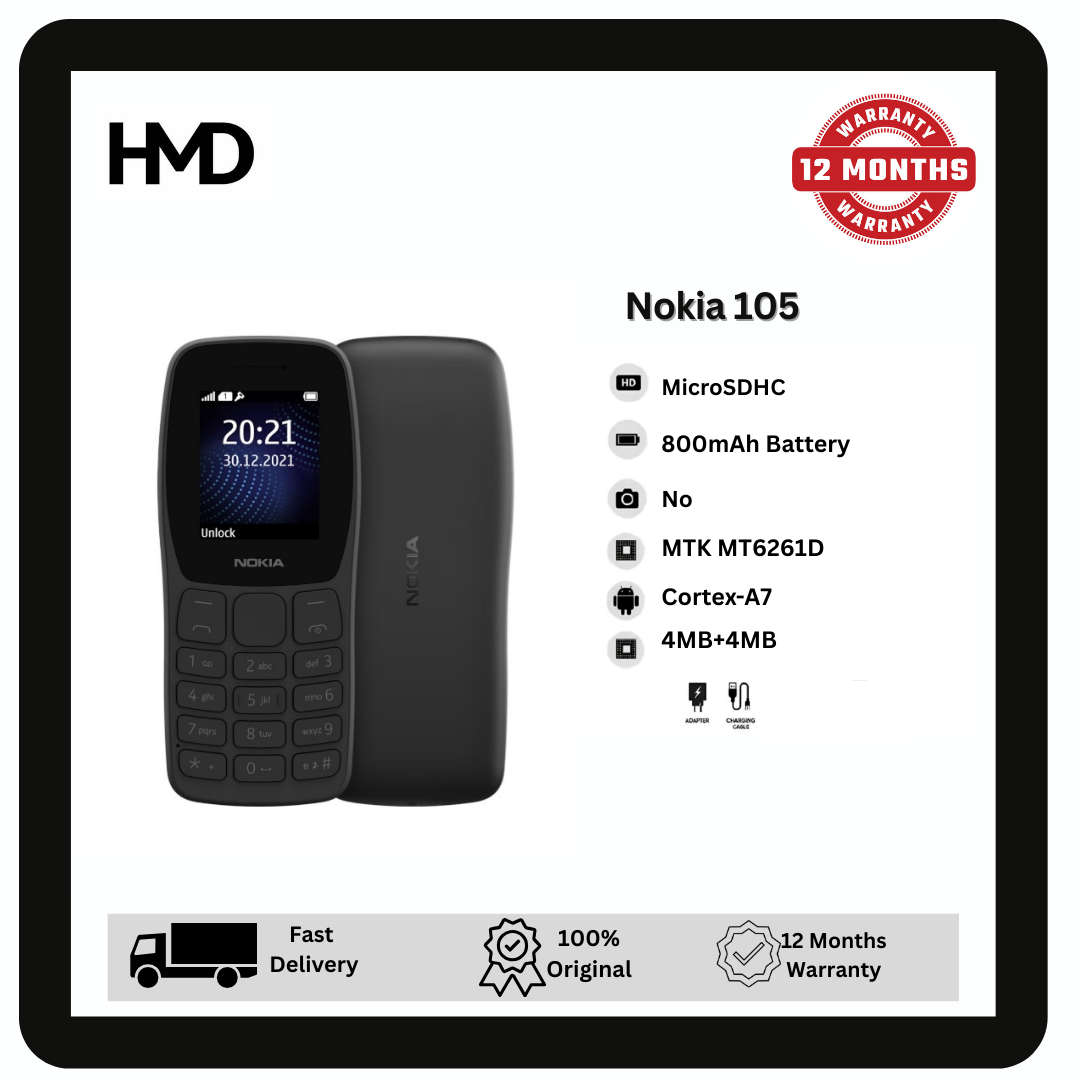 [Brand New] Nokia HMD 105 Original Nokia Phone 800 mAh 1.5" Dual SIM Cards Unlocked Cheap Durable Old Phone Classic Feature Phone Kabambe Kaduda Kathululu
