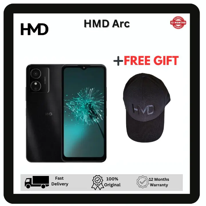 HMD Arc 64GB+4GB 6.52" Elagant Display 13MP+5MP Front/Rear Camera 5000mAh Battery 10W Charger IP54 Dust/Water Resistant Fingerprint Unlock HMD Nokia SmartPhone Phone