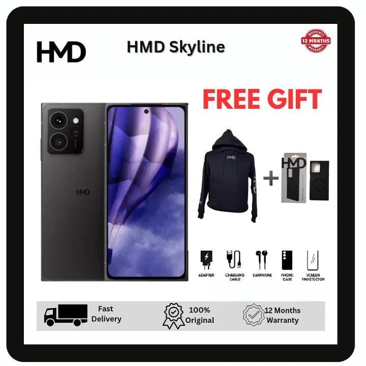 HMD Skyline 256GB+12GB 6.55" P-OLED 144Hz Display 108MP+50MP Front/Rear Cameras Snapdragon 7S Gen 2 IP54 4600mAh Battery 20W Wired Superfast Charge Android Nokia Smartphone Phone