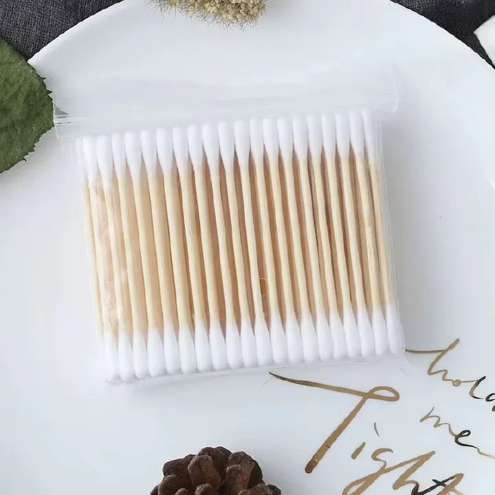 100 Pcs Double Head Bamboo Cotton Buds Wood Stick Cotton Swab For Makeup , Nose Ear Cleaning , Pet Care , Art & Crafts