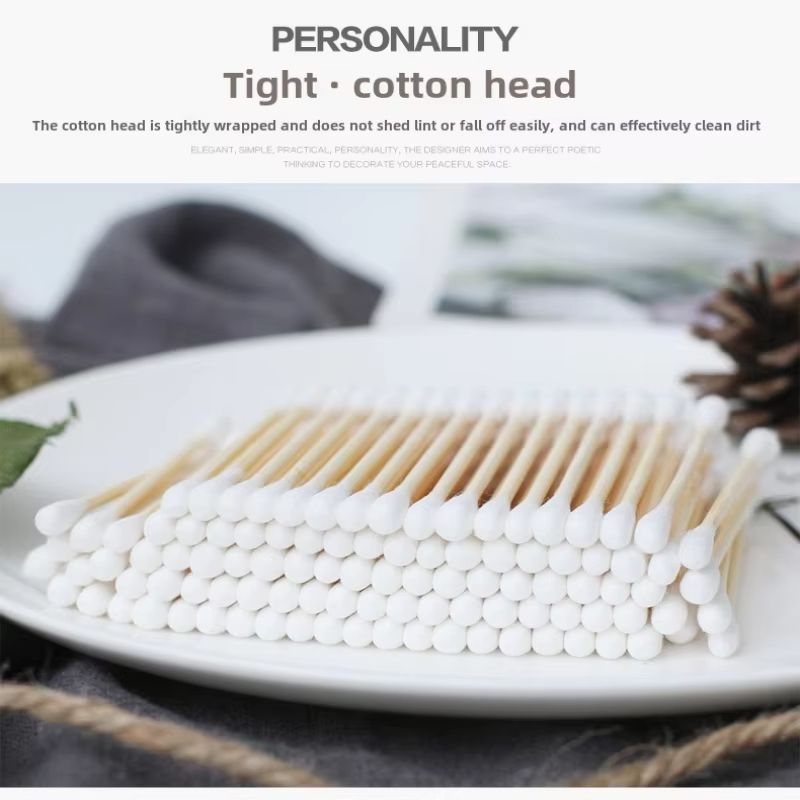 100 Pcs Double Head Bamboo Cotton Buds Wood Stick Cotton Swab For Makeup , Nose Ear Cleaning , Pet Care , Art & Crafts