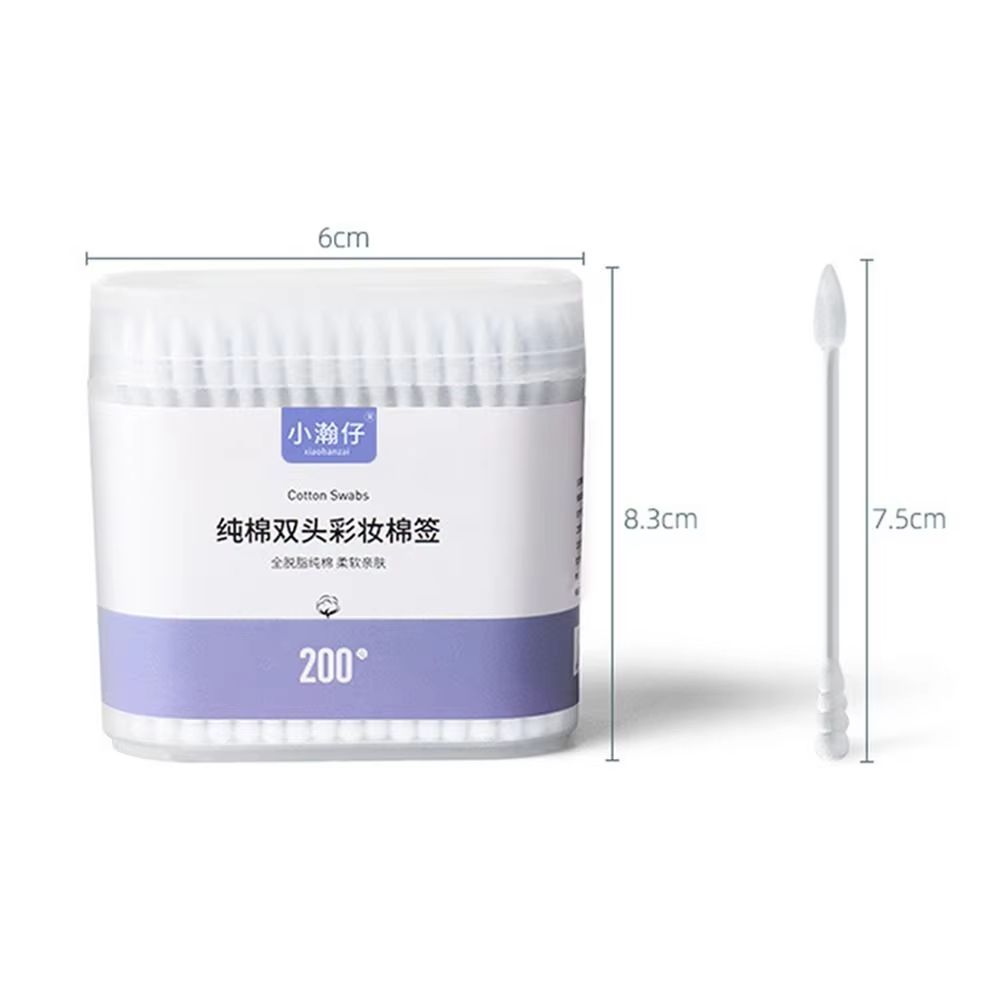 200 Pcs/Box Soft Color Makeup Remover Cotton Swabs Spiral Tip Disposable Double Head Cotton Swab Multifunction Wet and Dry