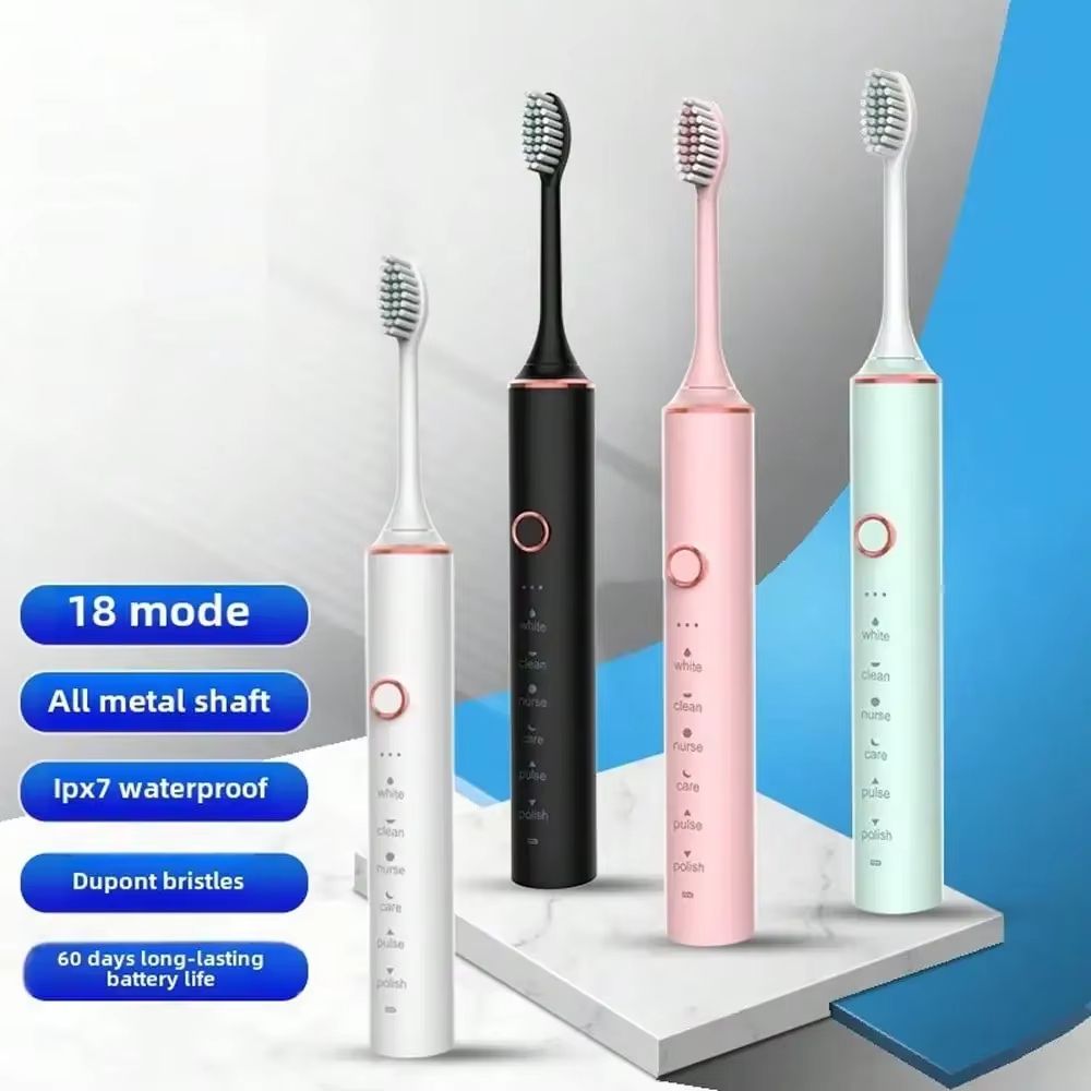Soft Bristled Electric Toothbrush For Adult Household Use, 18 Speed Metal Shaft USB Charging Toothbrush