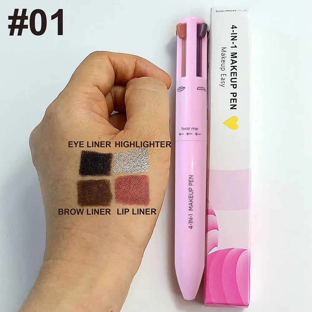 4 In 1 Makeup Pen Eyebrow Pencil Waterproof Drawing Eye Brow Long Lasting Easy Color Eyeliner Eyebrow Pen Sweatproof Makeup Pen