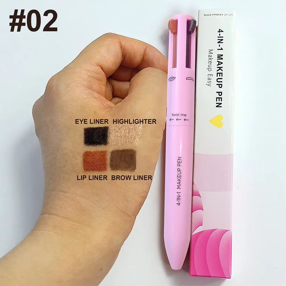 4 In 1 Makeup Pen Eyebrow Pencil Waterproof Drawing Eye Brow Long Lasting Easy Color Eyeliner Eyebrow Pen Sweatproof Makeup Pen