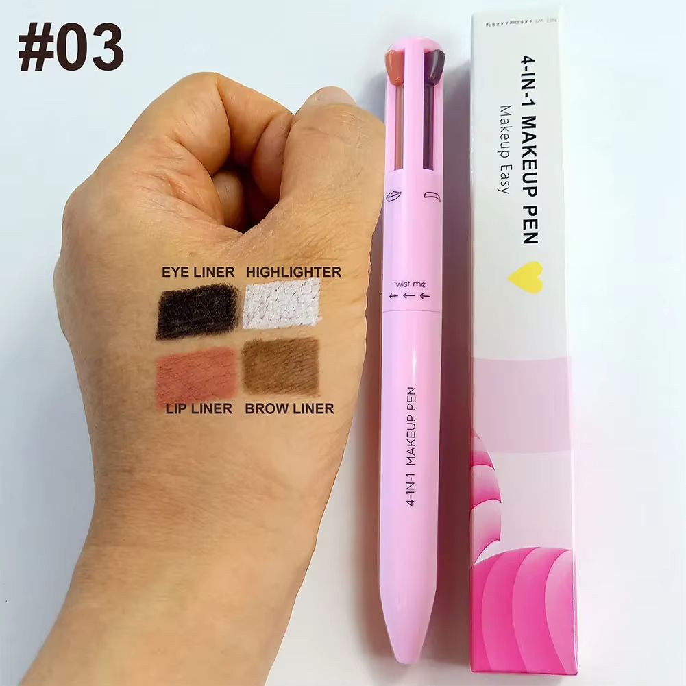 4 In 1 Makeup Pen Eyebrow Pencil Waterproof Drawing Eye Brow Long Lasting Easy Color Eyeliner Eyebrow Pen Sweatproof Makeup Pen