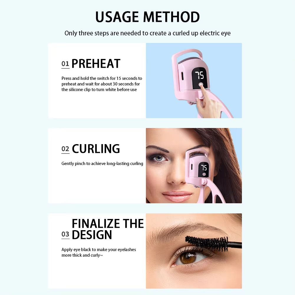 Electric Eyelash Curler Naturally Curled Intelligent Temperature Control Styling Make Up Eyelashes Curl Lasting Lash Curler Tool