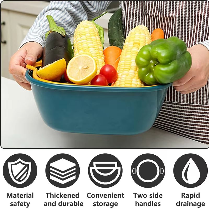 6PC/Set Household Kitchen Sink Vegetable Drain Basket Fruit Washing Basket Basin Food Washing Storage Drainers Basket Tool
