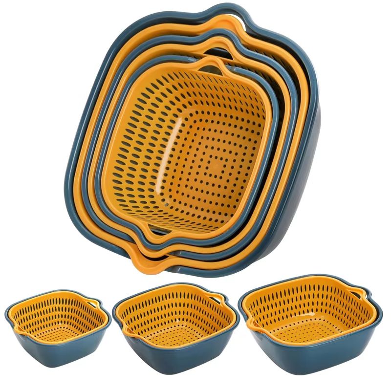 6PC/Set Household Kitchen Sink Vegetable Drain Basket Fruit Washing Basket Basin Food Washing Storage Drainers Basket Tool