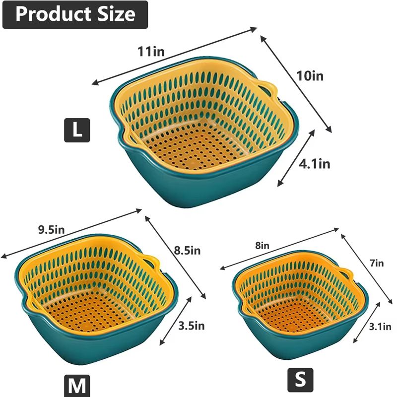 6PC/Set Household Kitchen Sink Vegetable Drain Basket Fruit Washing Basket Basin Food Washing Storage Drainers Basket Tool