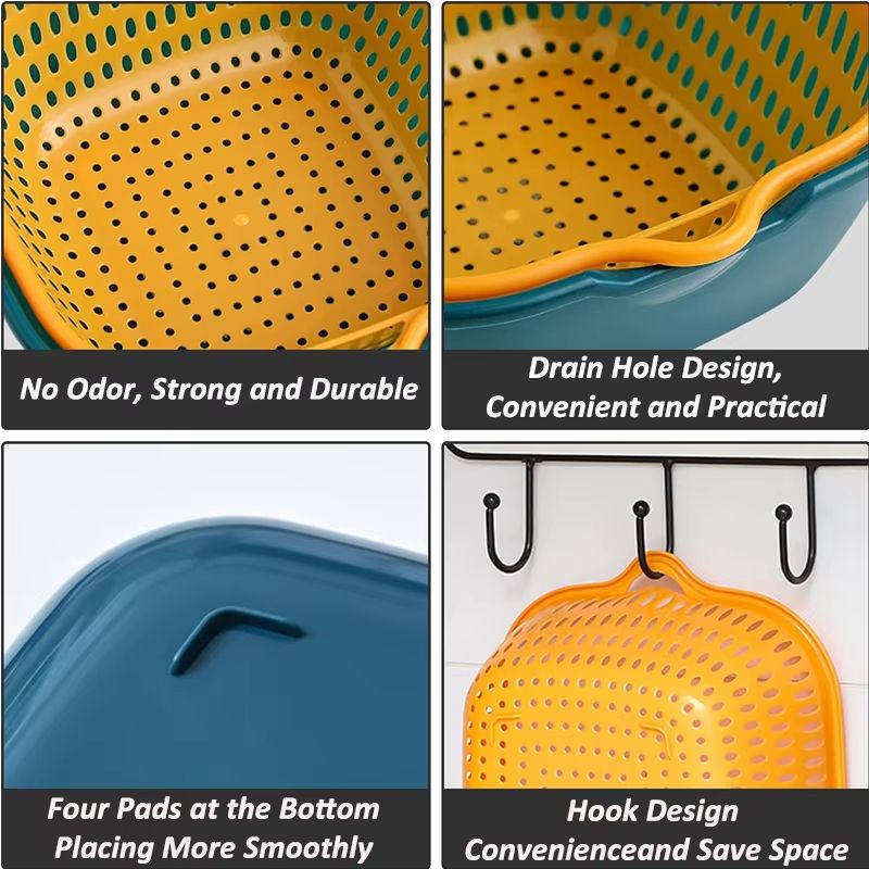 6PC/Set Household Kitchen Sink Vegetable Drain Basket Fruit Washing Basket Basin Food Washing Storage Drainers Basket Tool