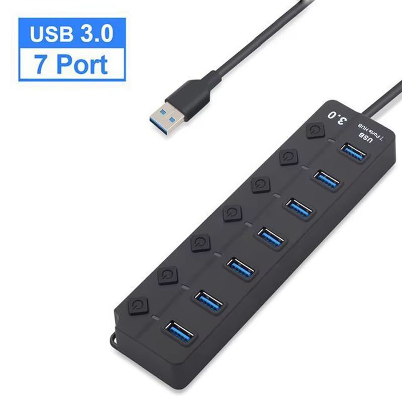 4/7-Port USB 3.0 Hub with LED Indicator Independent Switch Control for Laptop Flash Drive Hard Disk Printer Camera Keyboard