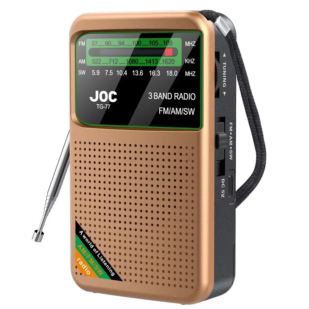 Portable Radio AM/FM/SW Pocket Radio with Rechargeable Battery Good Reception Supports Wired Earphone Mini FM Receiver Radios