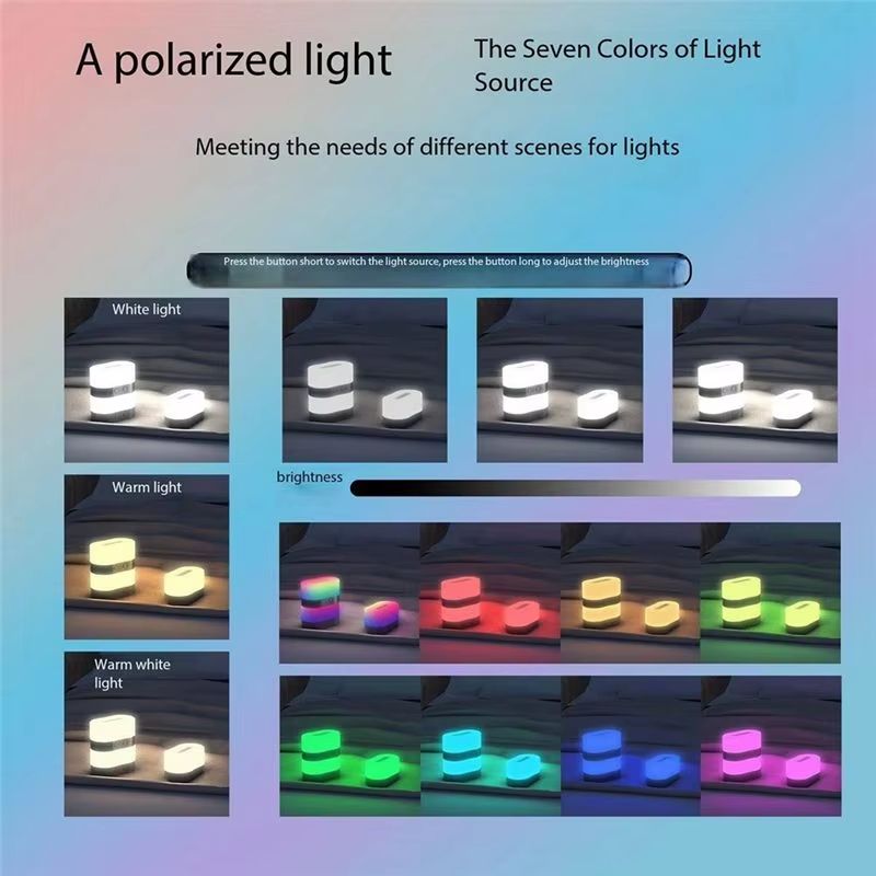 AT12 Soft Light Portable Magnetic Charging Lamp 11 Light Modes Atmosphere Light For Night Light For Party Photography Black