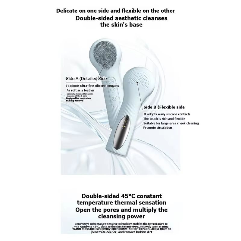 【SELL FAST 】Ultrasonic Facial Cleansing Brush Silicone Waterproof Cleansing Brush Household Handheld Deep Clean Face Cleaner Ski