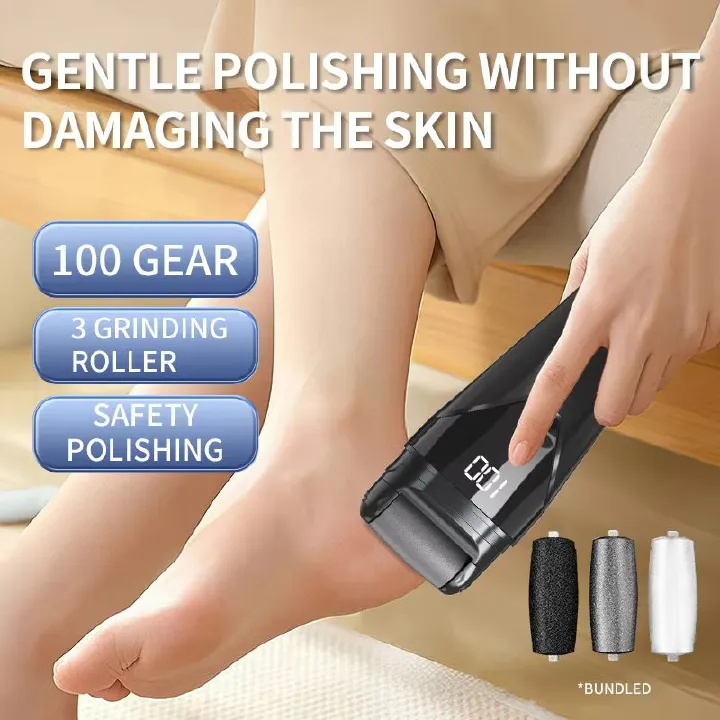 2025 New Electric Foot Grinder Electric Foot Callus Remover Exfoliating Foot Skin Repair Machine 100 Speed Endless Speed Light