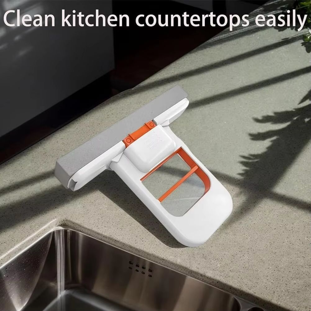 Mini Foldable Desktop Sponge Mop Wet Dry Use, Portable One-Hand Squeeze Cleaning Mop with Replaceable Head for Kitchen Bathroom